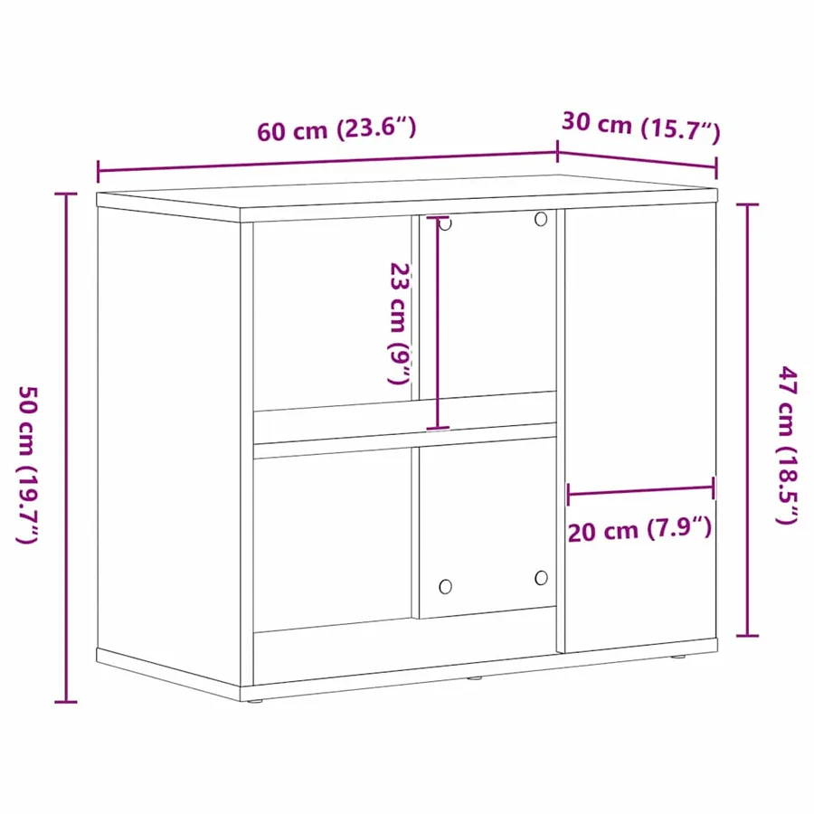 Buffet avec tiroir Chêne noir 60 x 30 x 50 cm Bois d'ingénierie - 8