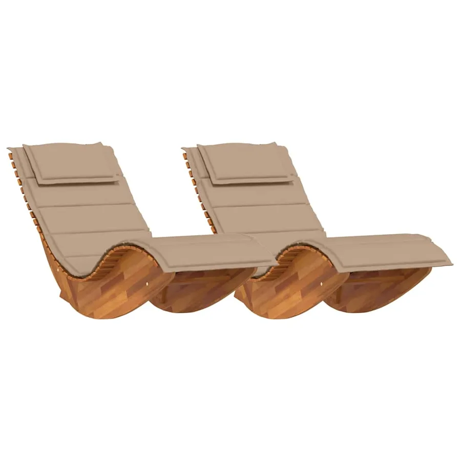 Transat avec coussin 2 pcs Marron Bois d'Acacia Massif - 2