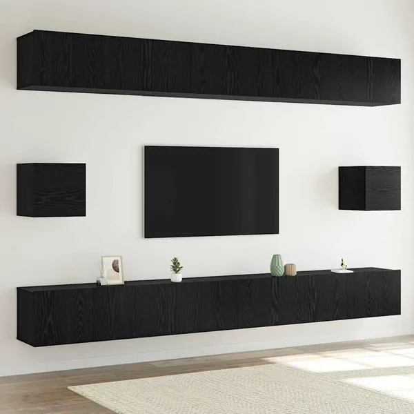 Ensemble meuble TV 8 pcs Chêne noir Bois d'ingénierie