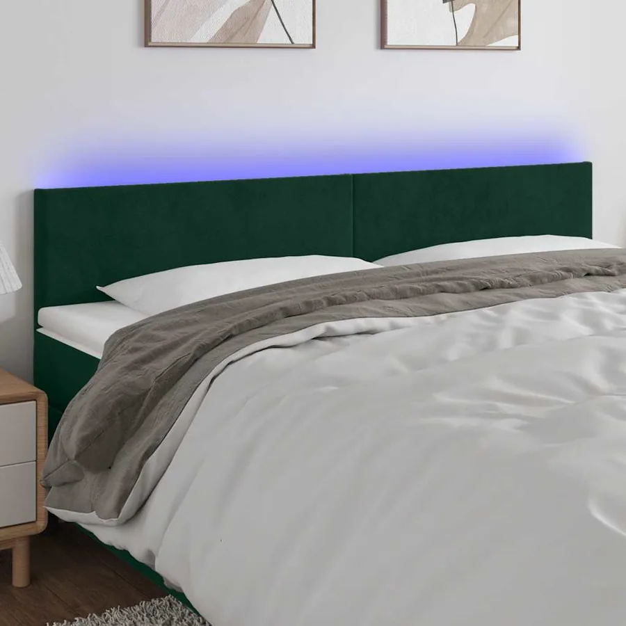 Tête de lit à LED Vert foncé 160x5x78/88 cm Velours