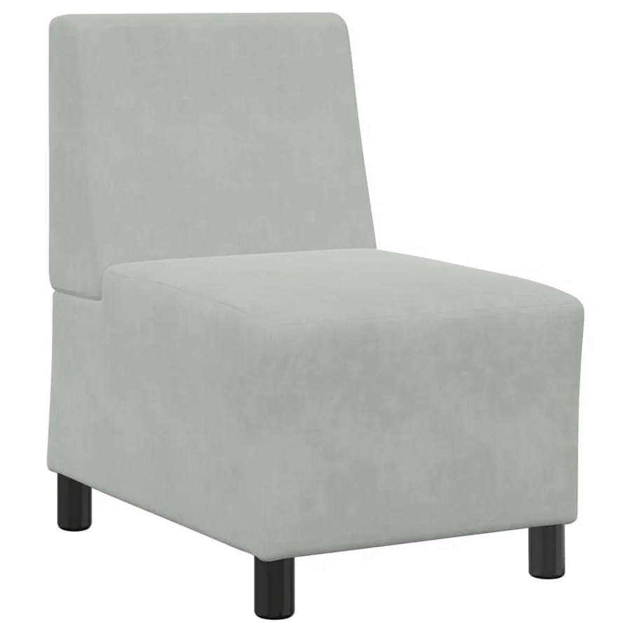 Canapé modulaire sans accoudoirs Gris clair 55 cm Velours - 2
