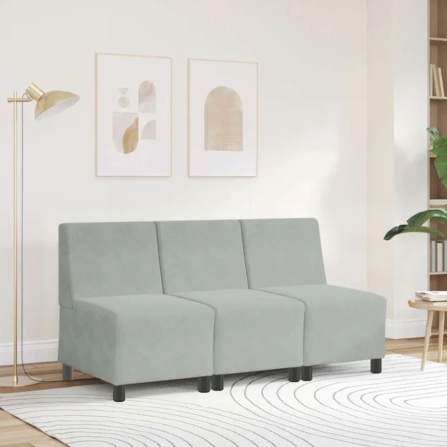 Canapé modulaire sans accoudoirs Gris clair 55 cm Velours - 3