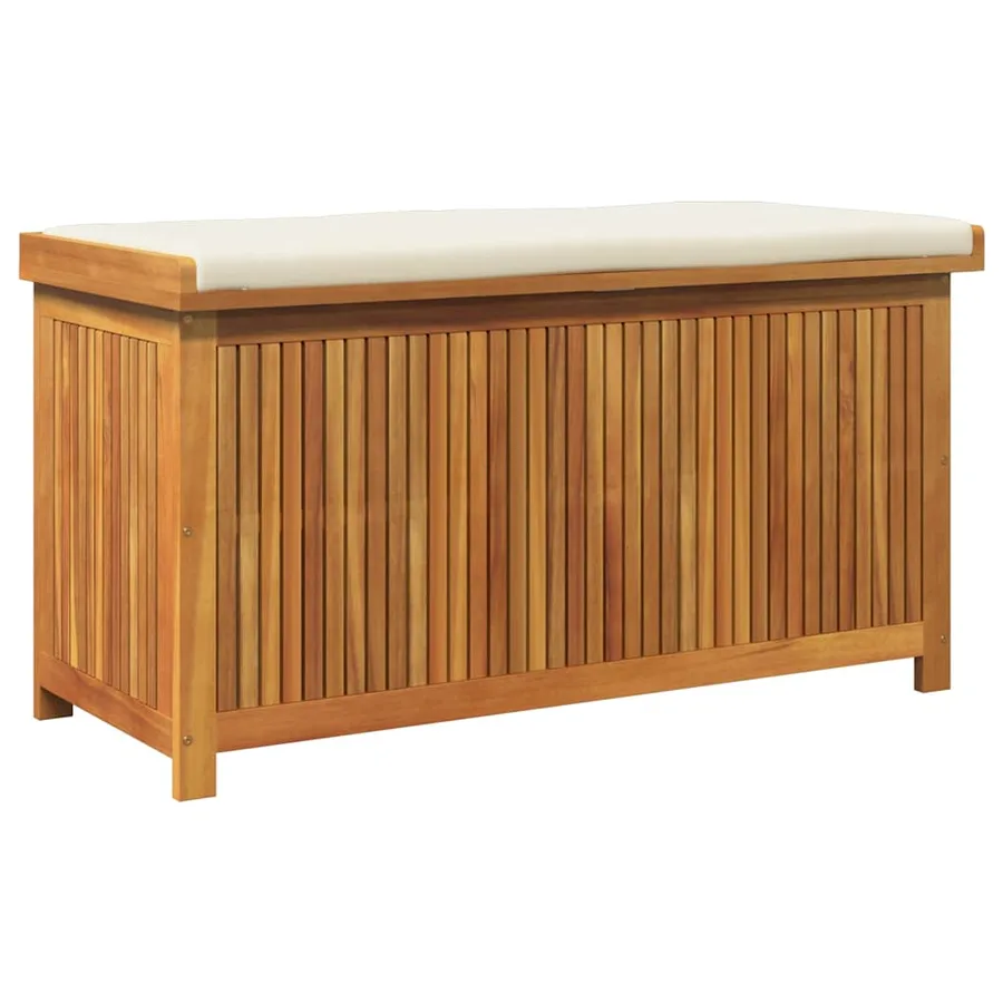 Boîte à coussins d'extérieur 113x50x60,5cm bois massif d'acacia - 2