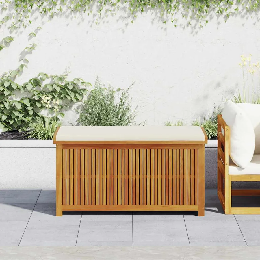 Boîte à coussins d'extérieur 113x50x60,5cm bois massif d'acacia - 3