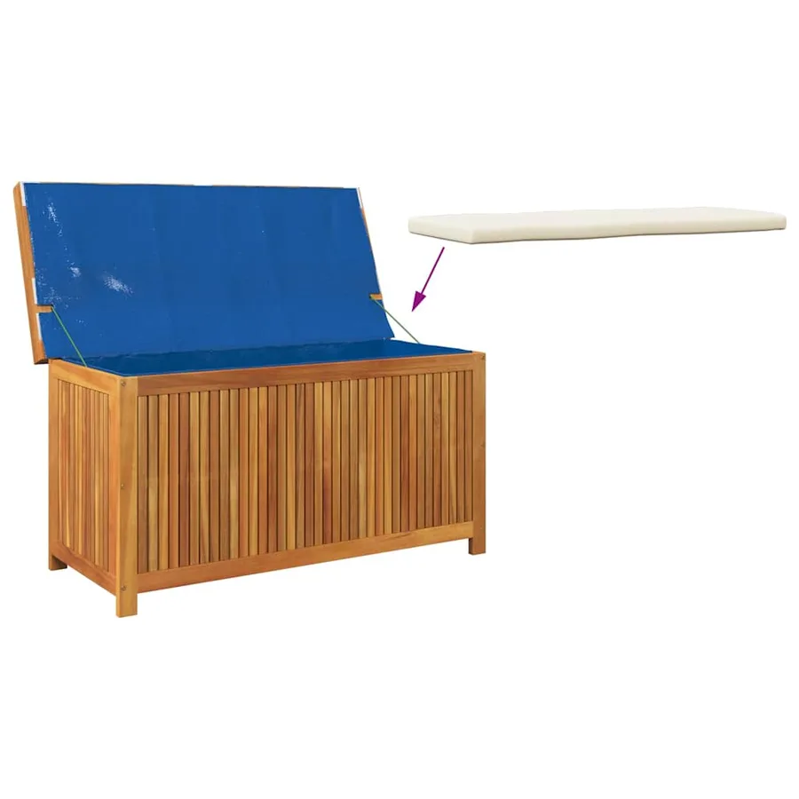 Boîte à coussins d'extérieur 113x50x60,5cm bois massif d'acacia - 8