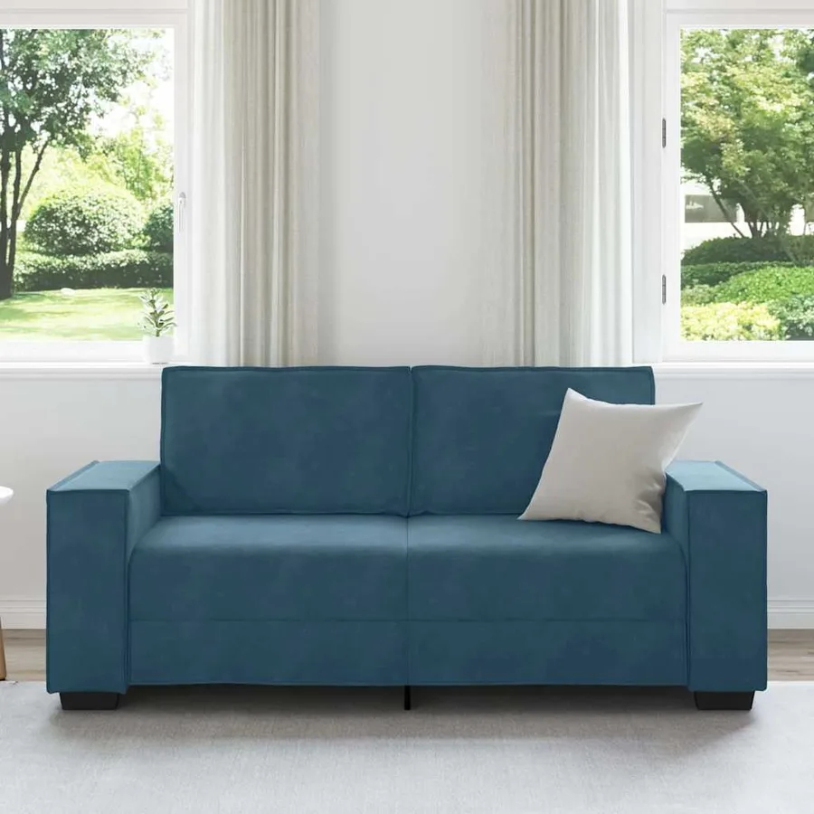 Canapé 2 places bleu velours 180x78x84 cm - 3