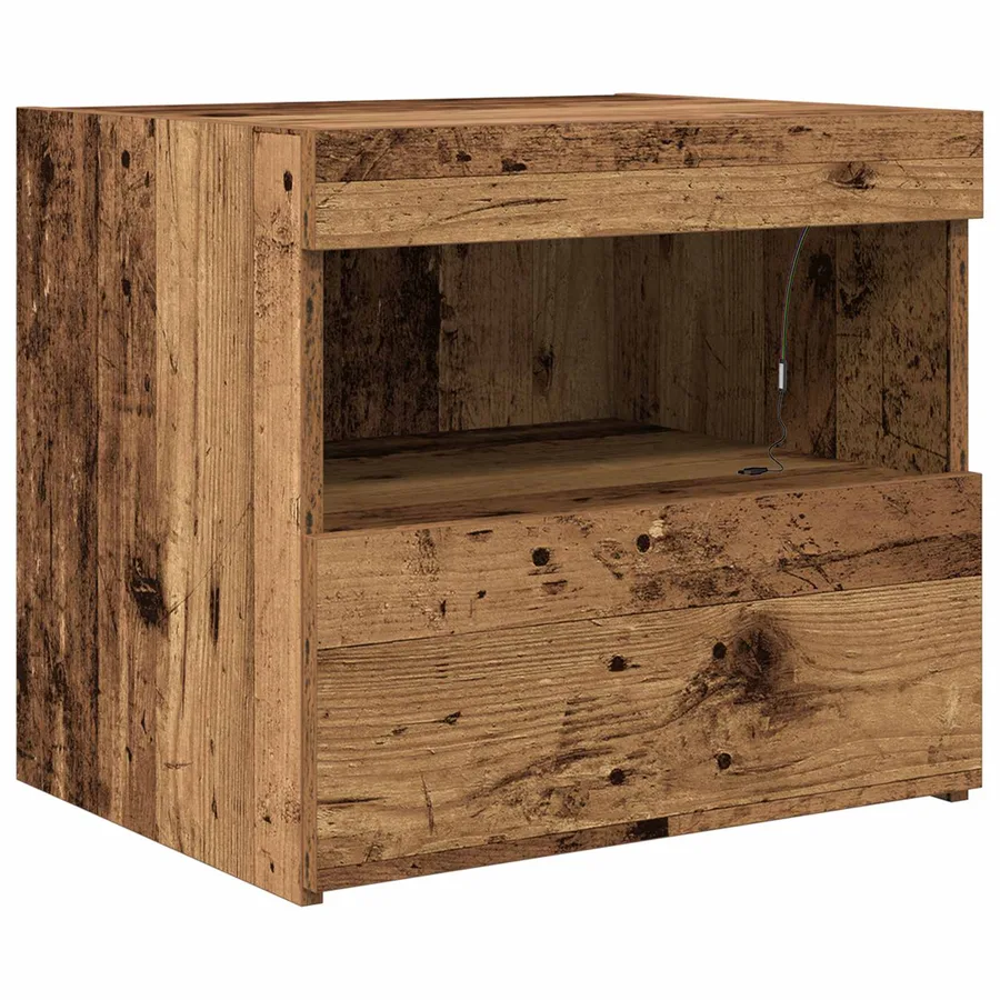 Cabinet de chevet Bois ancien 50 x 40 x 45 cm Bois d'ingénierie - 2