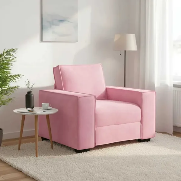 Fauteuil canapé rose 100x78x84 cm velours