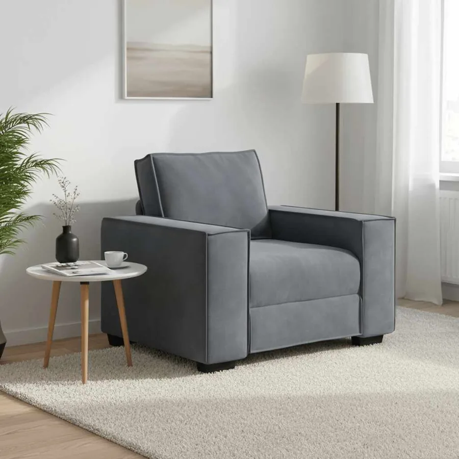 Fauteuil gris foncé 100x78x84 cm velours