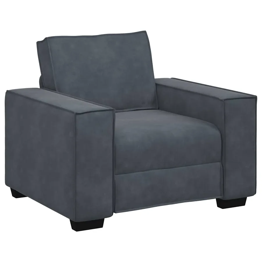 Fauteuil gris foncé 100x78x84 cm velours - 2