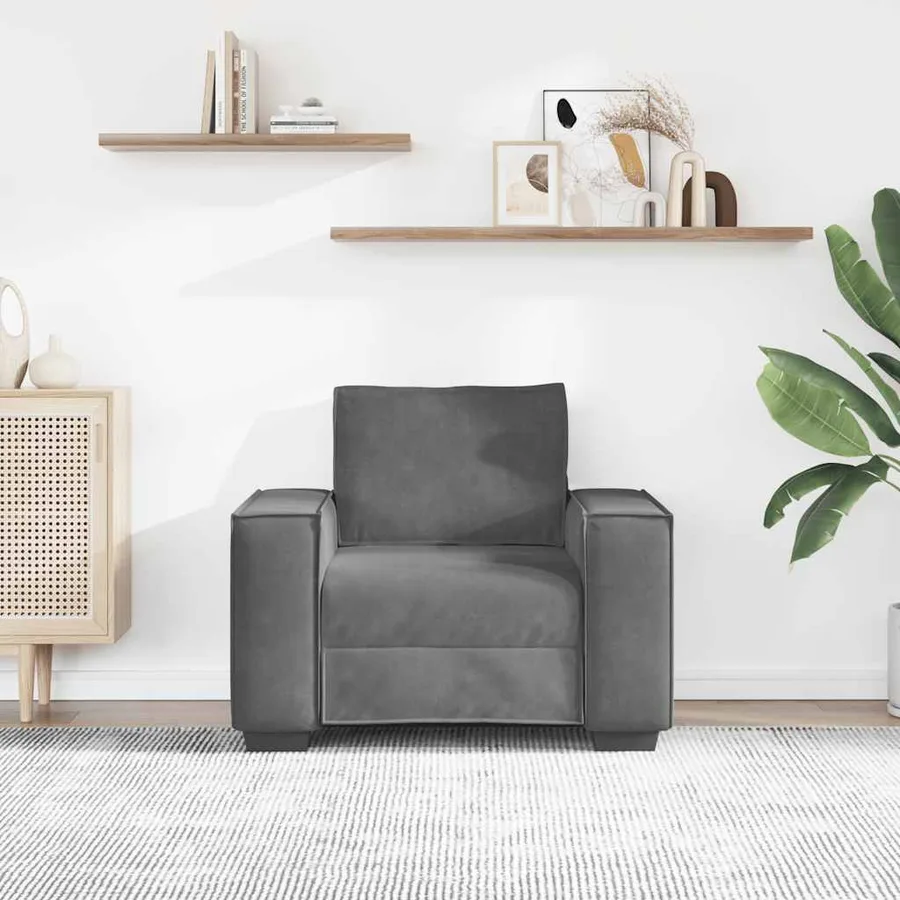 Fauteuil gris foncé 100x78x84 cm velours - 3