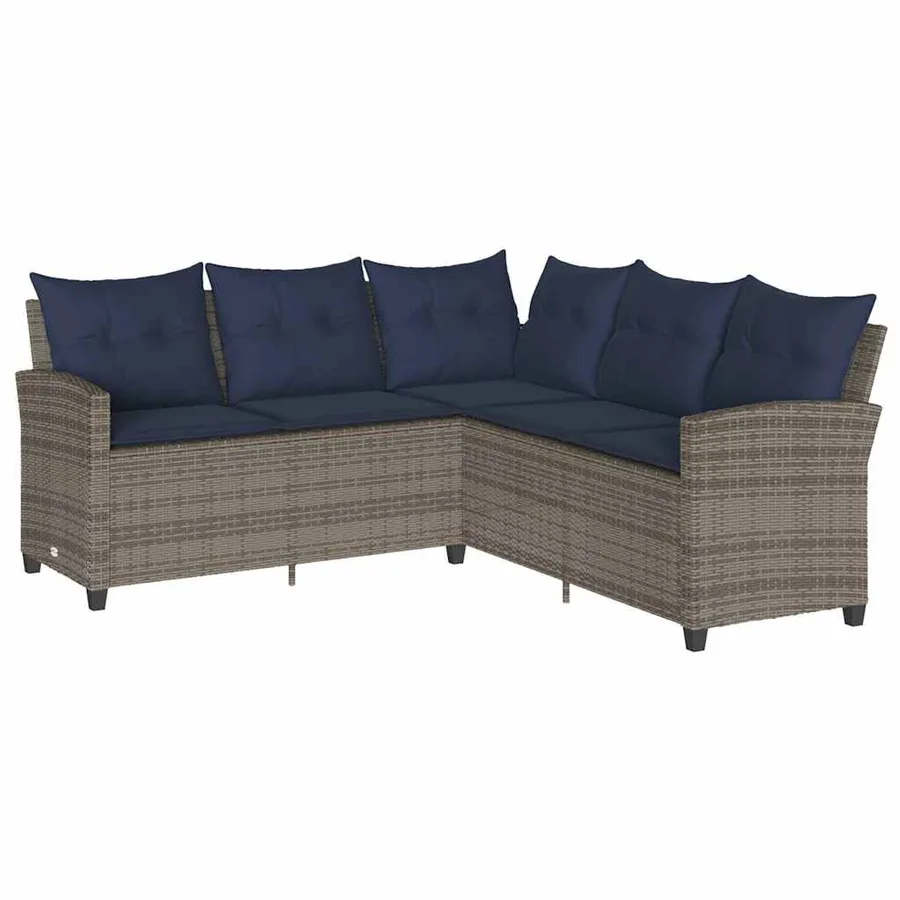 Ensemble de canapé de jardin 6 pcs avec coussins en forme de L gris résine tressée - 6