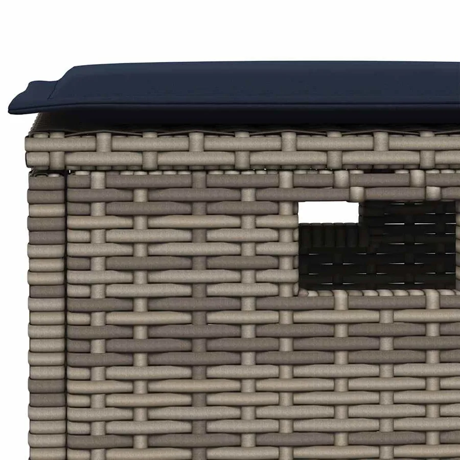 Ensemble de canapé de jardin 6 pcs avec coussins en forme de L gris résine tressée - 7