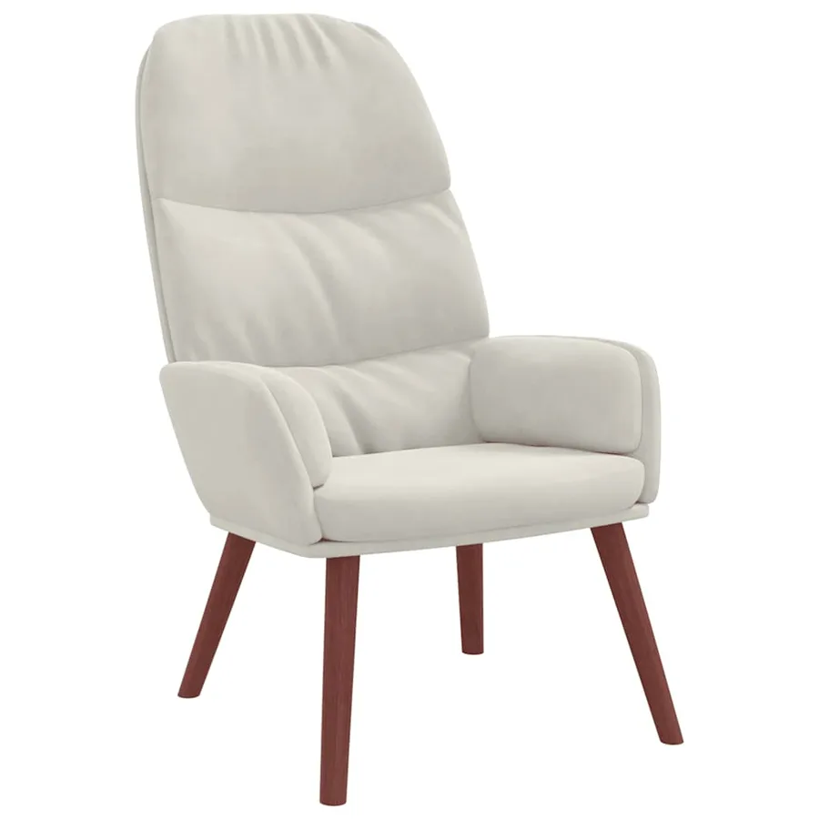 Fauteuil relaxant velours blanc crème - 2