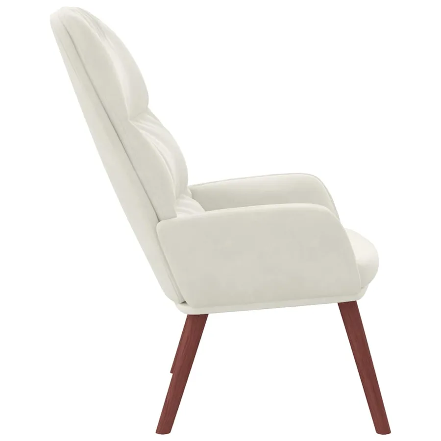 Fauteuil relaxant velours blanc crème - 4