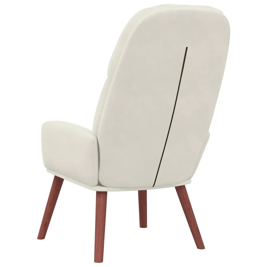 Fauteuil relaxant velours blanc crème - 5