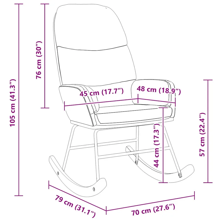 Fauteuil à bascule velours noir - 8