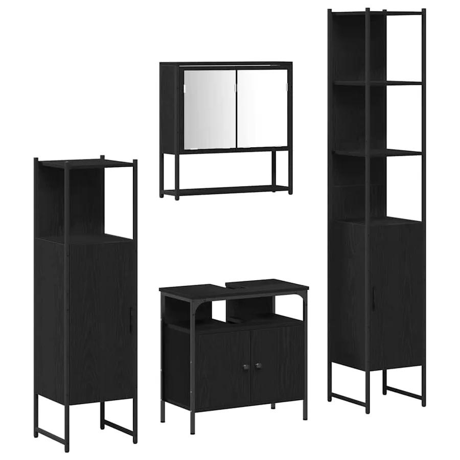 Ensemble de mobilier de salle de bain 4 pcs Chêne noir - 2