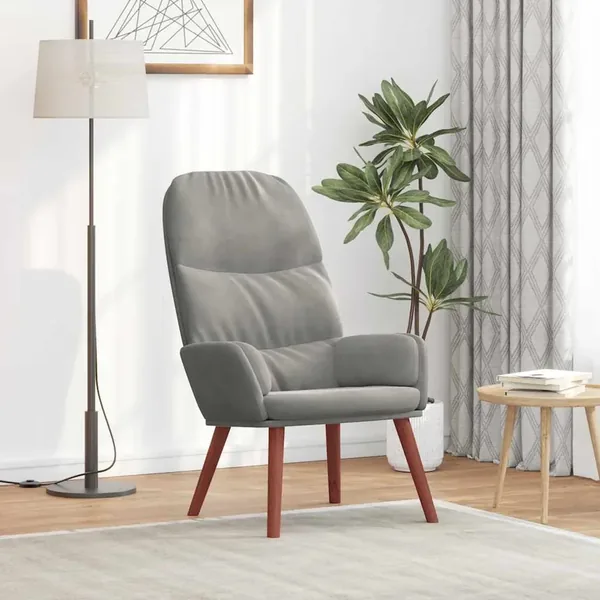 Fauteuil relax velours gris clair