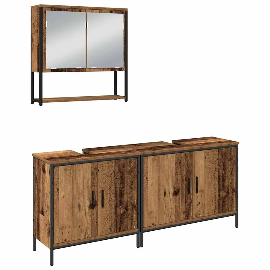 Ensemble de mobilier de salle de bain avec étagère 3 pcs Marron - 2