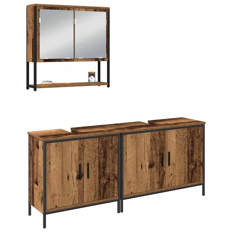 Ensemble de mobilier de salle de bain avec étagère 3 pcs Marron - 3