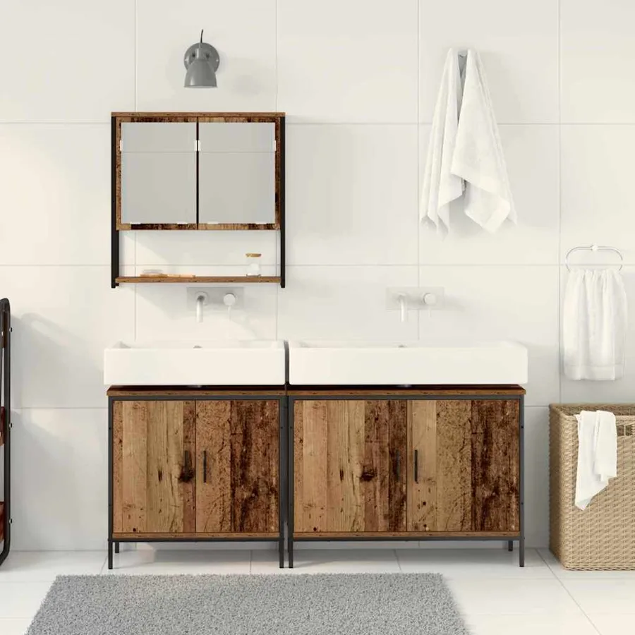 Ensemble de mobilier de salle de bain avec étagère 3 pcs Marron - 4
