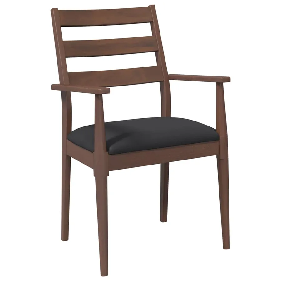 Chaises de salle à manger avec coussins (2 pcs) bois massif marron caoutchouc - 4