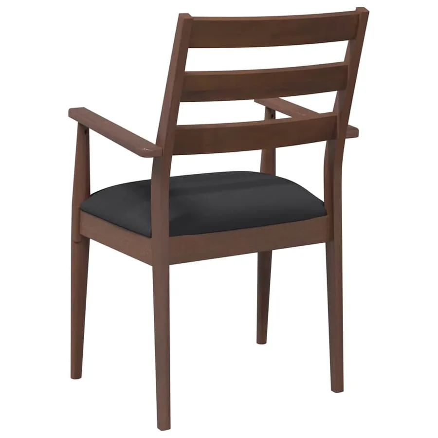 Chaises de salle à manger avec coussins (2 pcs) bois massif marron caoutchouc - 7
