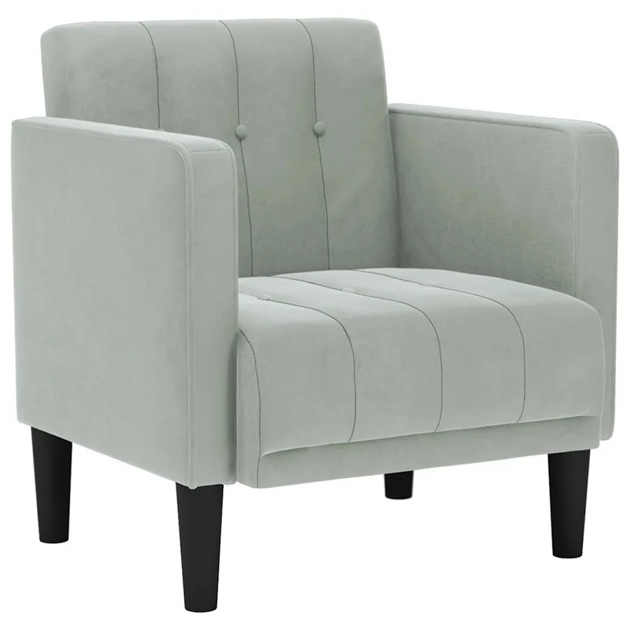 Fauteuil avec accoudoirs gris clair 53 cm velours - 2