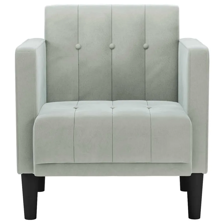 Fauteuil avec accoudoirs gris clair 53 cm velours - 3