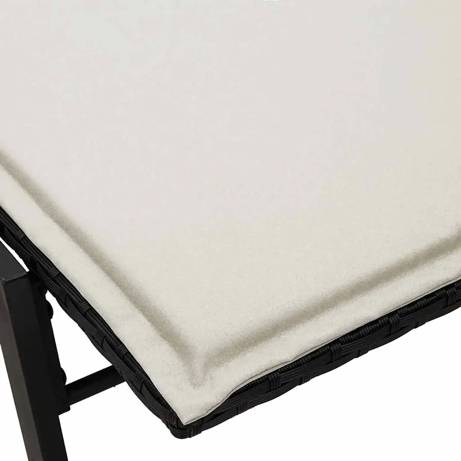 Chaise longue avec coussin en rotin synthétique noir - 10