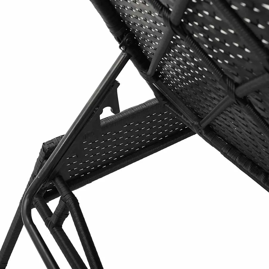 Chaise longue avec coussin en rotin synthétique noir - 46
