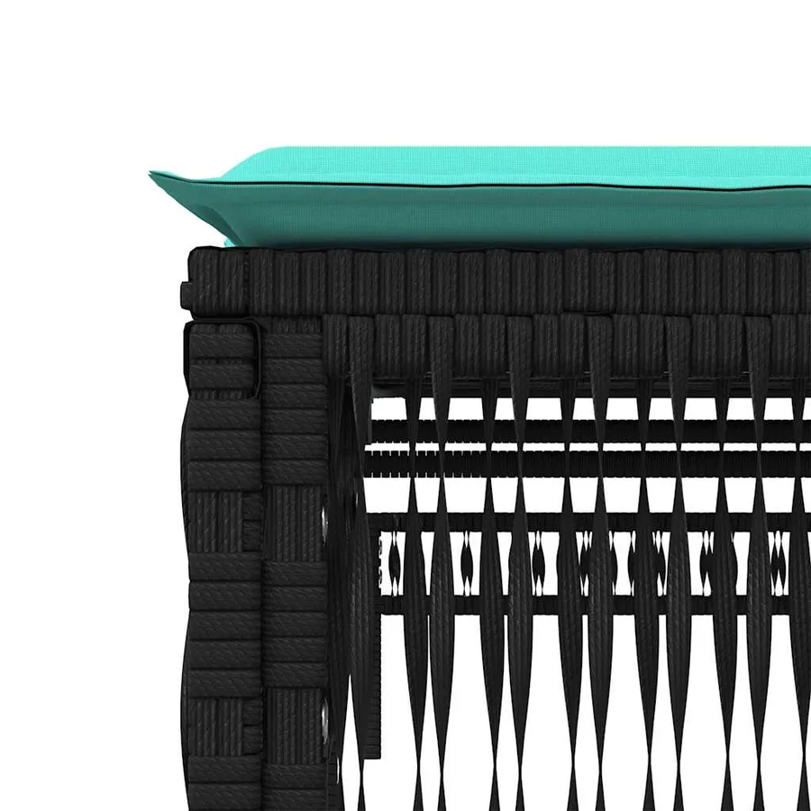Chaise longue avec coussin en rotin synthétique noir - 56