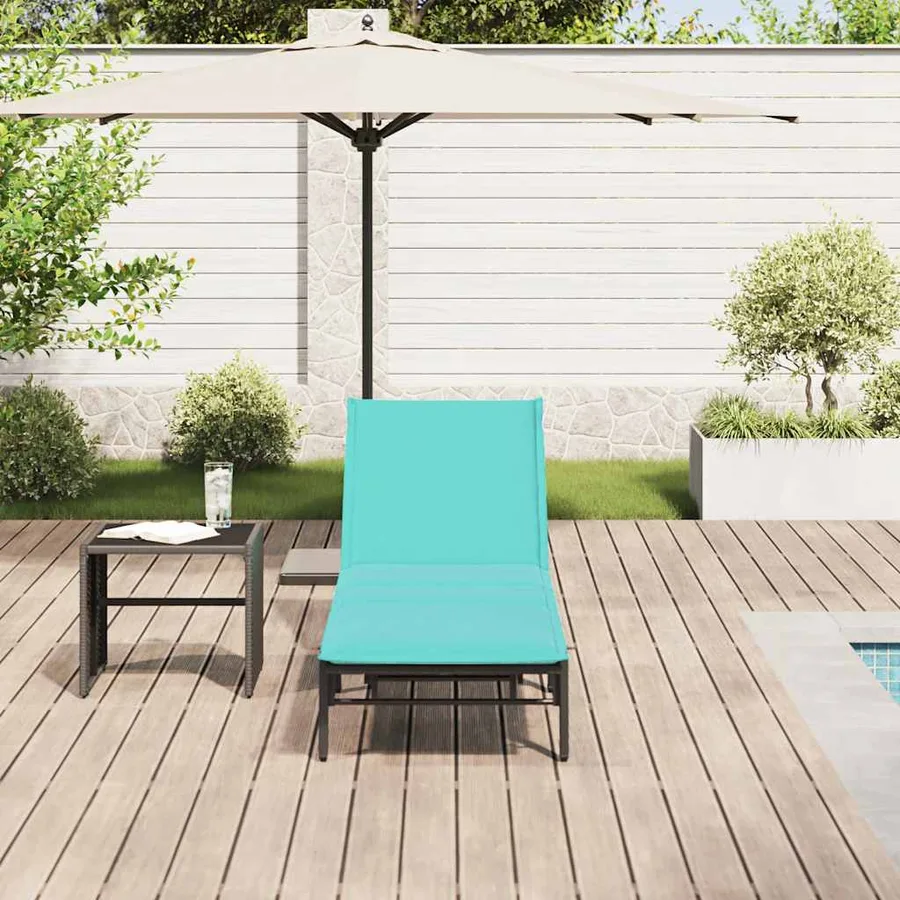 Chaise longue avec coussin en rotin synthétique noir - 62