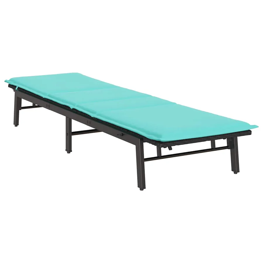 Chaise longue avec coussin en rotin synthétique noir - 63