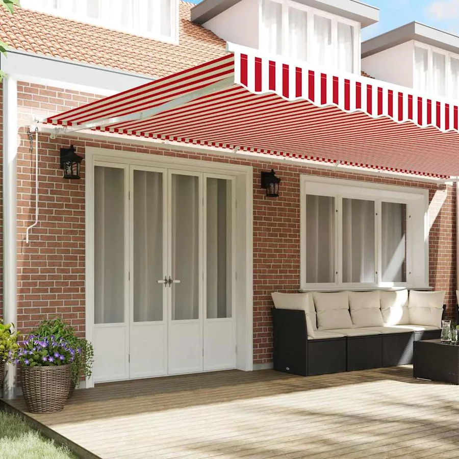 Auvent rétractable Rouge et Blanc 600 × 350 cm - 3