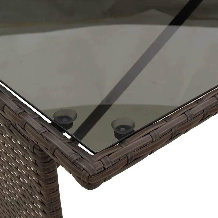 Ensemble à manger de jardin 3 pcs et coussins marron poly rotin - 11