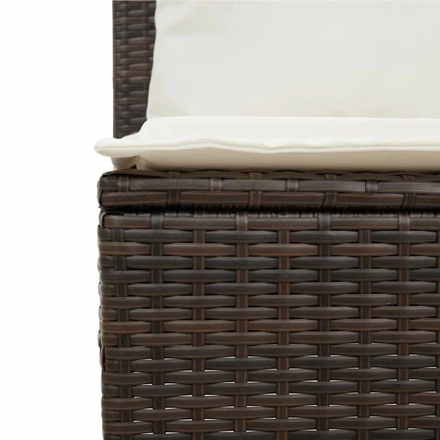 Ensemble à manger de jardin 3 pcs et coussins marron poly rotin - 12