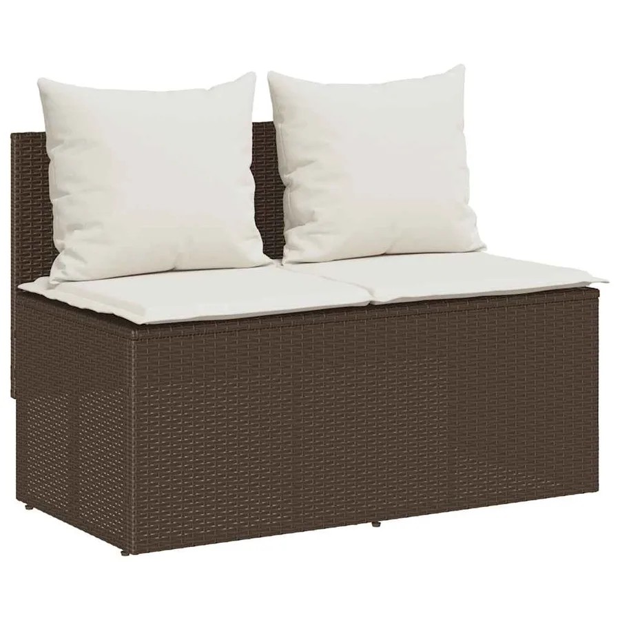 Ensemble à manger de jardin 3 pcs et coussins marron poly rotin - 4