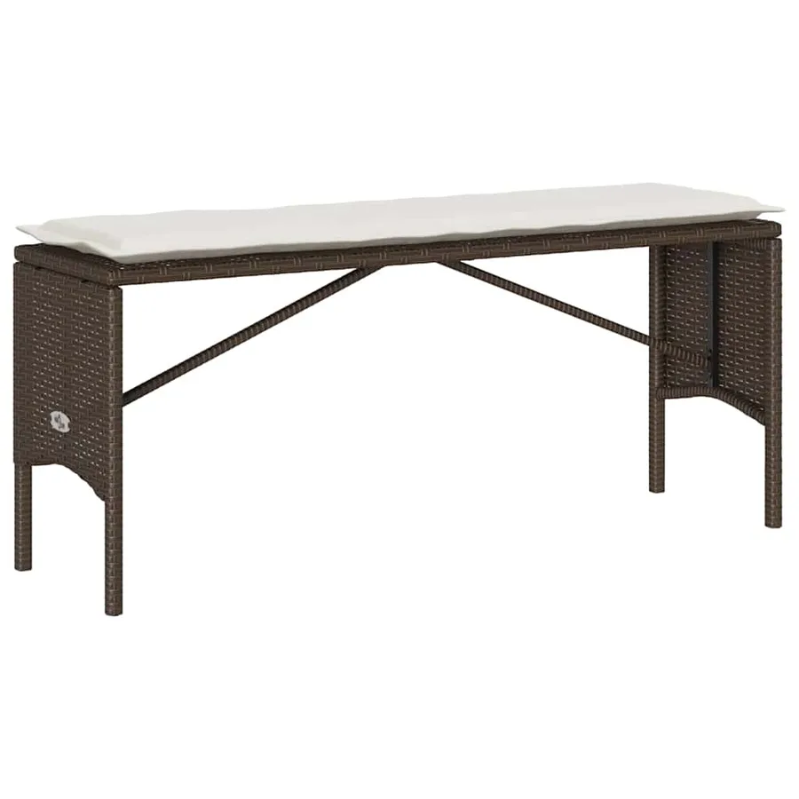 Ensemble à manger de jardin 3 pcs et coussins marron poly rotin - 5