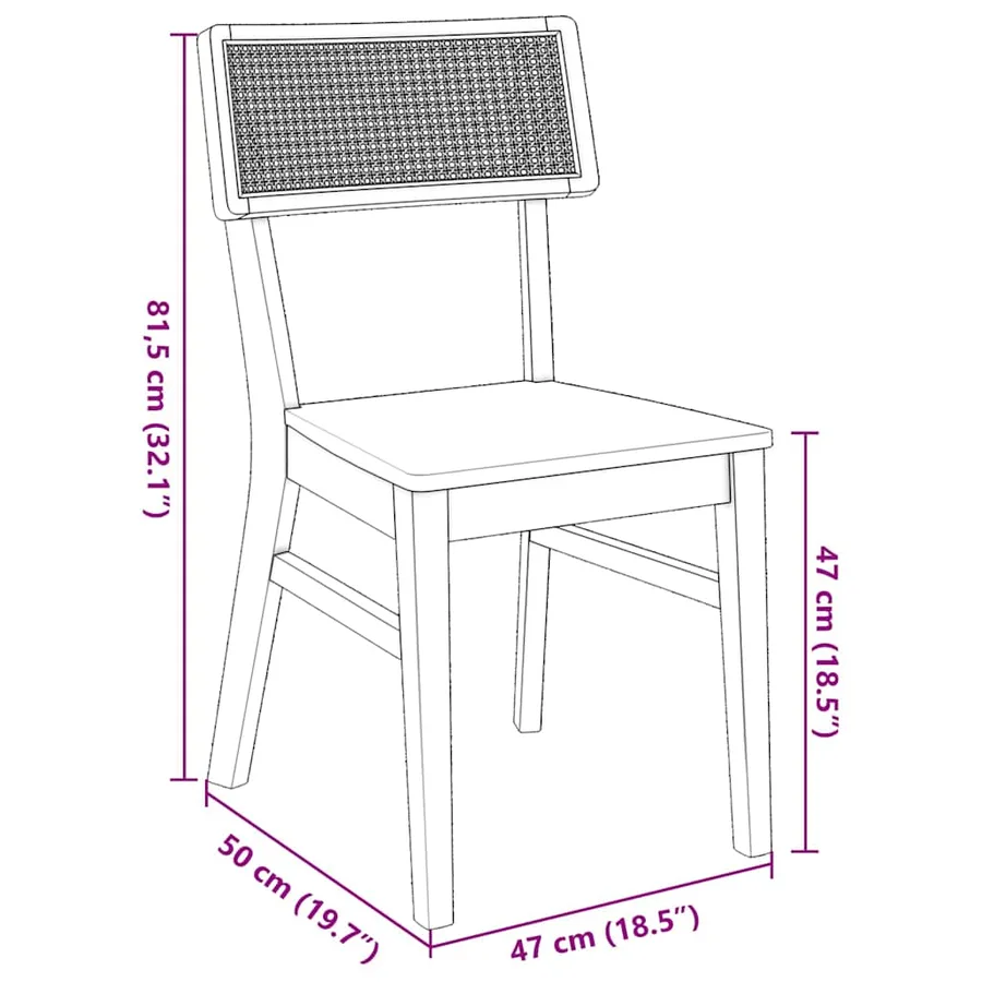 Chaises à manger 2 pcs bois massif caoutchouc - 10