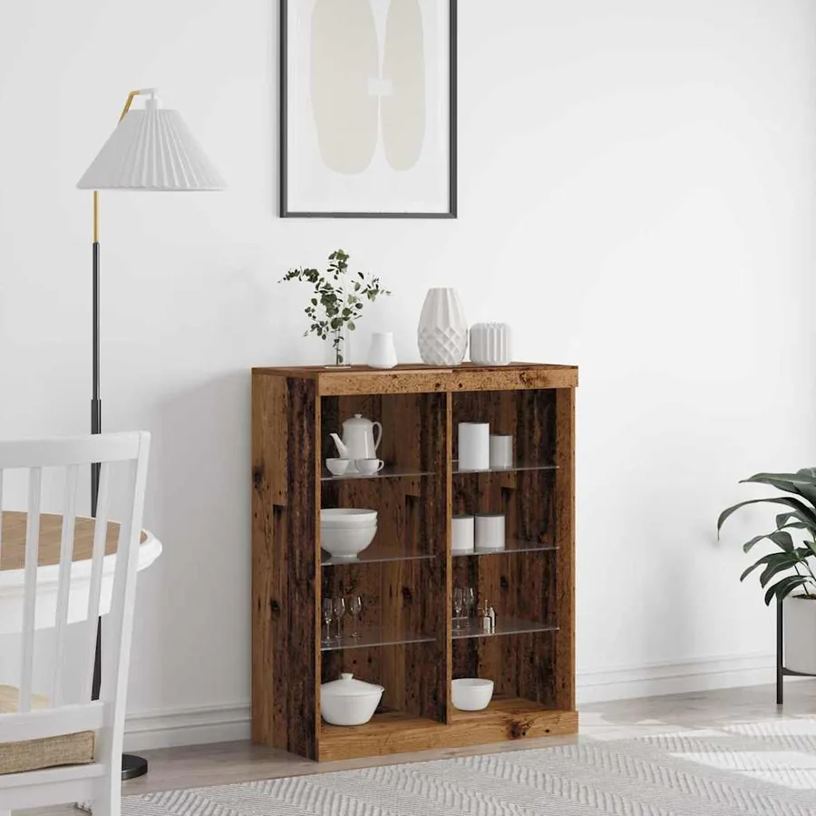 Buffet LED Bois ancien 81 x 37 x 100 cm Bois d'ingénierie