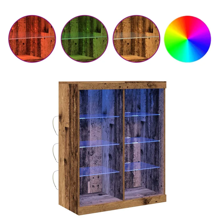 Buffet LED Bois ancien 81 x 37 x 100 cm Bois d'ingénierie - 4