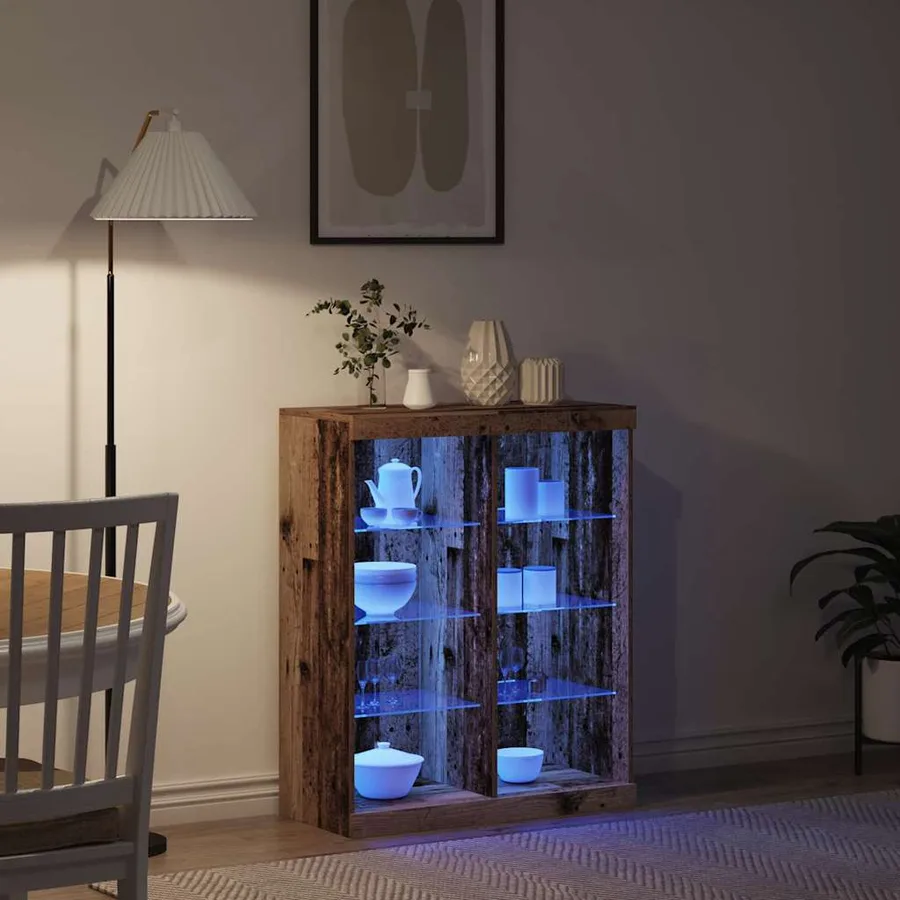 Buffet LED Bois ancien 81 x 37 x 100 cm Bois d'ingénierie - 5