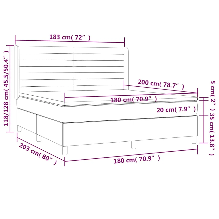Sommier à lattes de lit matelas et LED Vert foncé 180x200 cm - 9
