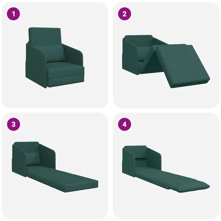 Canapé-Lit Vert foncé 65 x 80 x 83 cm tissu - 10