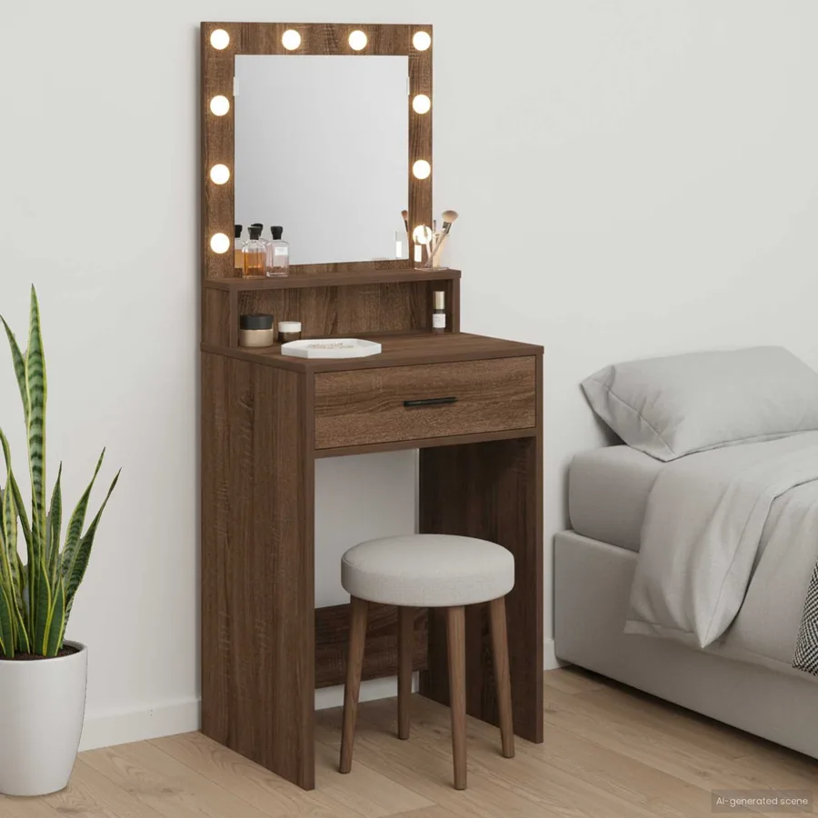 Table de Toilette Chêne brun 50 x 41 x 135 cm Bois d'ingénierie