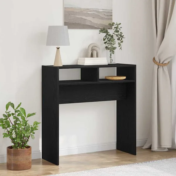 Table console Chêne noir 78 x 30 x 80 cm Bois d'ingénierie