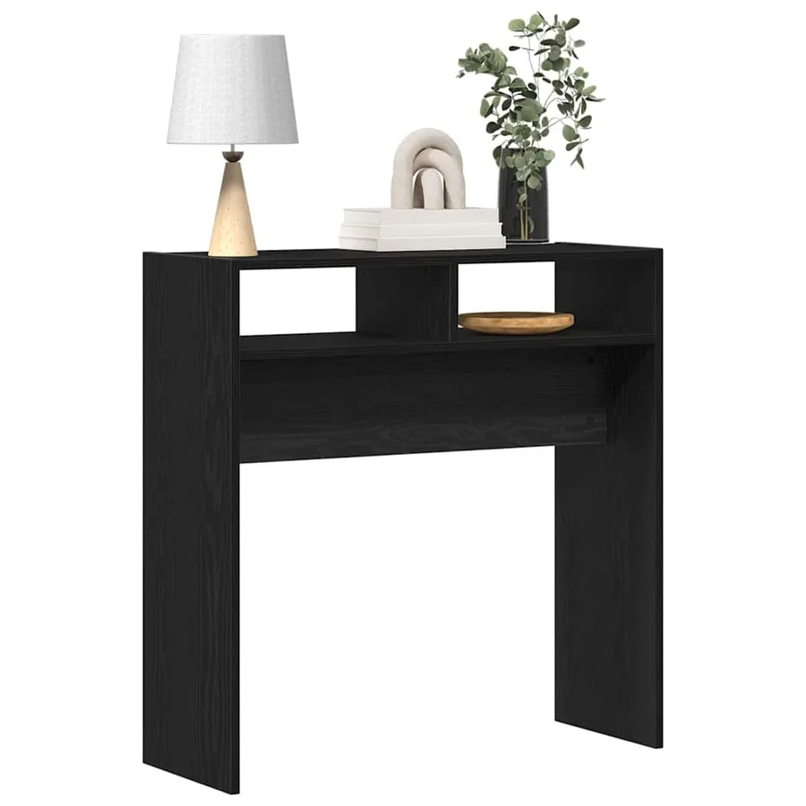 Table console Chêne noir 78 x 30 x 80 cm Bois d'ingénierie - 3