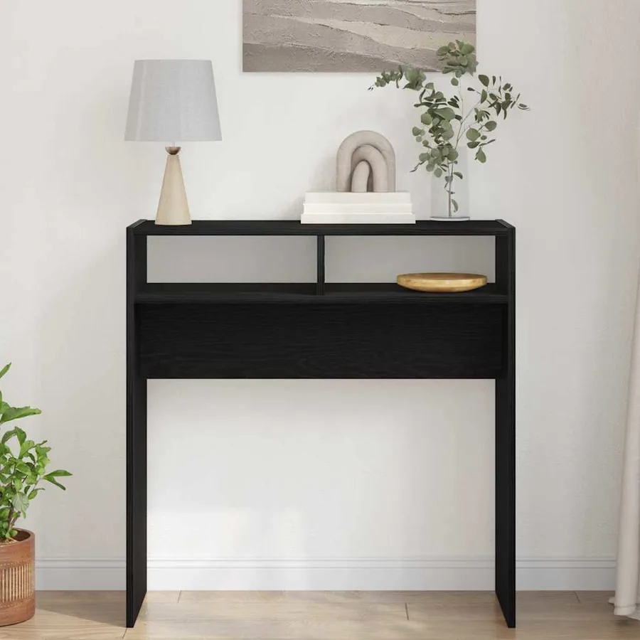 Table console Chêne noir 78 x 30 x 80 cm Bois d'ingénierie - 4